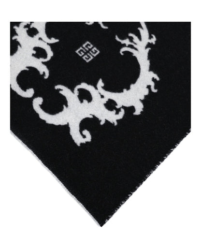 Givenchy Reversible Logo Wool Scarf Black White