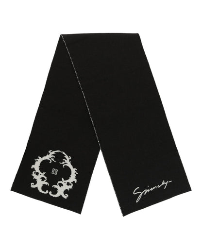 Givenchy Reversible Logo Wool Scarf Black White