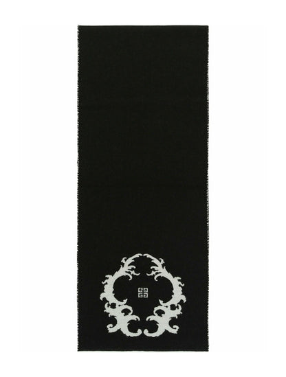 Givenchy Reversible Logo Wool Scarf Black White