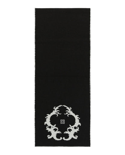 Givenchy Reversible Logo Wool Scarf Black White