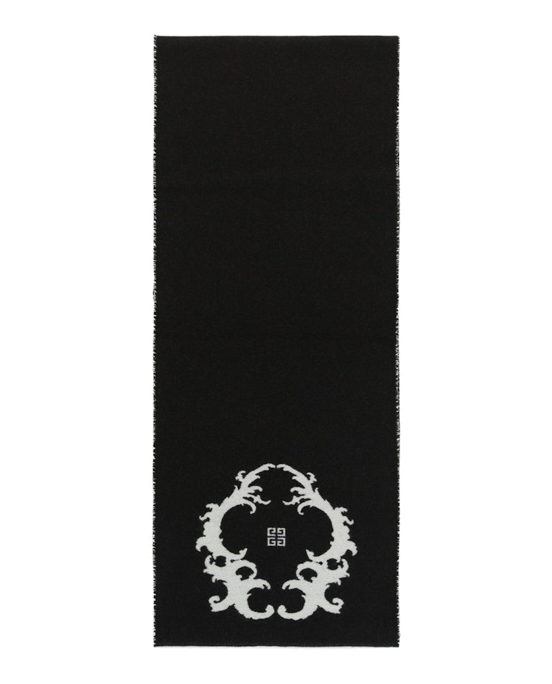 Givenchy Reversible Logo Wool Scarf Black White