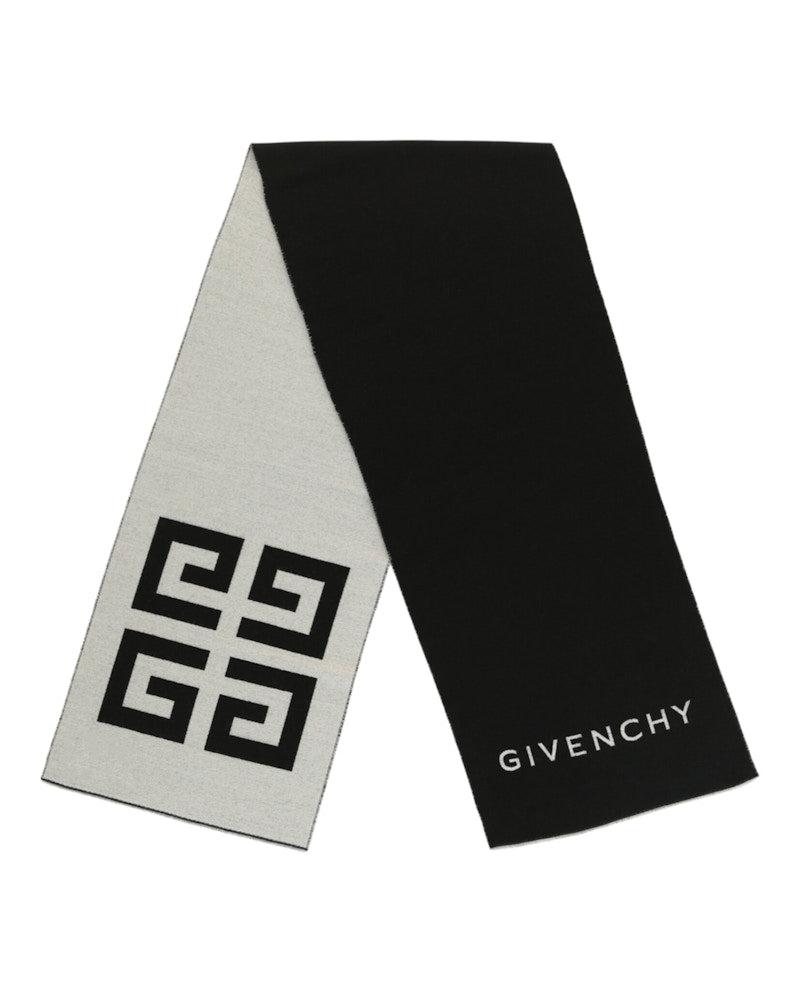 Givenchy Reversible Logo Wool Scarf Black White