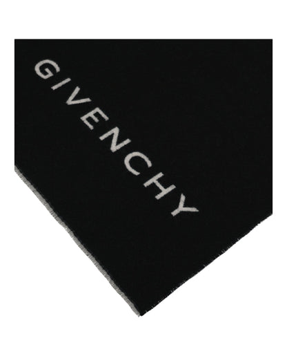 Givenchy Reversible Logo Wool Scarf Black White