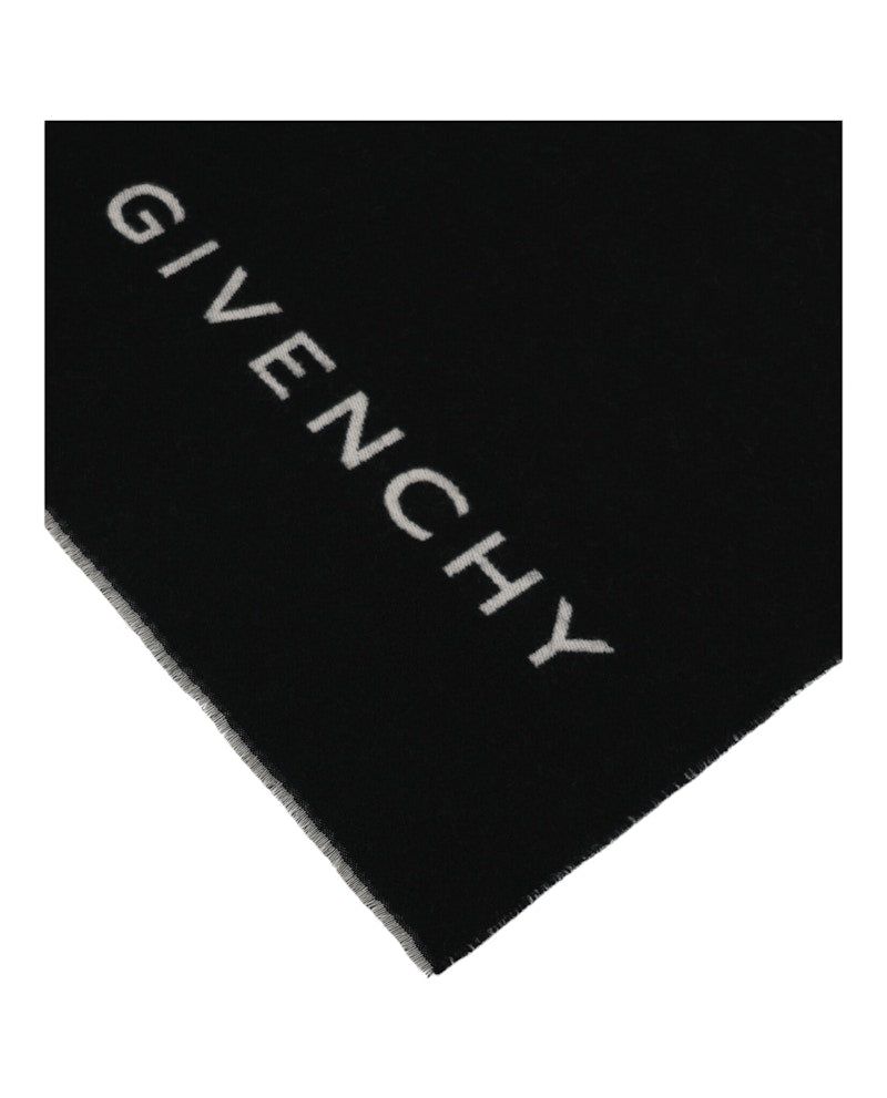 Givenchy Reversible Logo Wool Scarf Black White