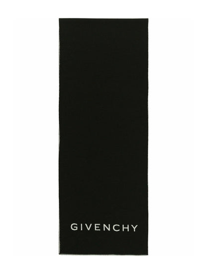 Givenchy Reversible Logo Wool Scarf Black White