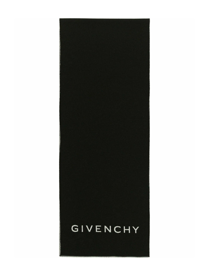 Givenchy Reversible Logo Wool Scarf Black White