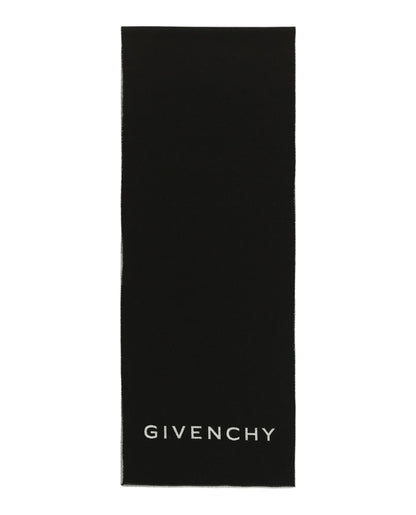Givenchy Reversible Logo Wool Scarf Black White
