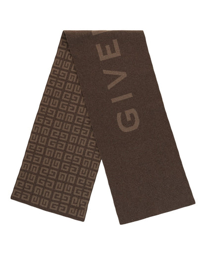 Givenchy Reversible Logo Wool Scarf Dark Beige