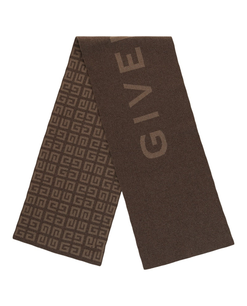 Givenchy Reversible Logo Wool Scarf Dark Beige
