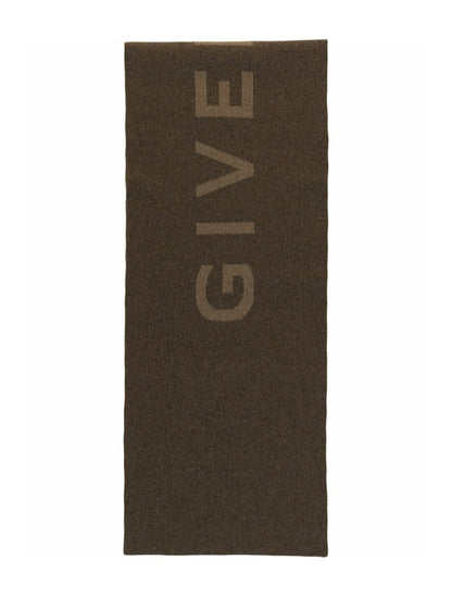Givenchy Reversible Logo Wool Scarf Dark Beige