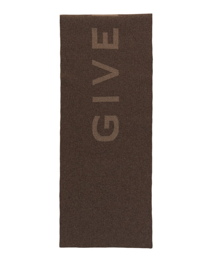 Givenchy Reversible Logo Wool Scarf Dark Beige