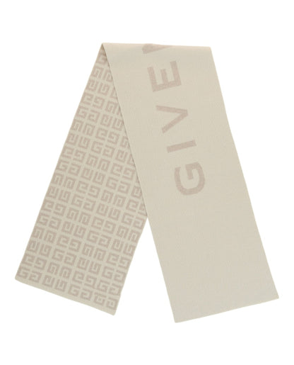 Givenchy Reversible Logo Wool Scarf White