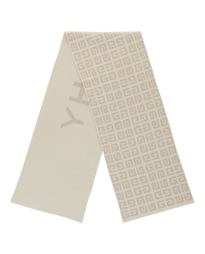 Givenchy Reversible Logo Wool Scarf White