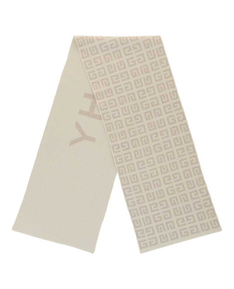 Givenchy Reversible Logo Wool Scarf White
