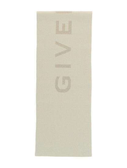 Givenchy Reversible Logo Wool Scarf White