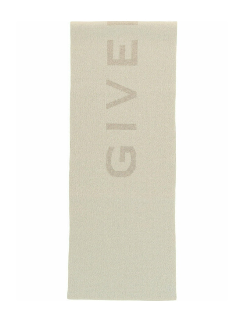 Givenchy Reversible Logo Wool Scarf White