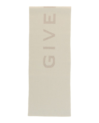 Givenchy Reversible Logo Wool Scarf White