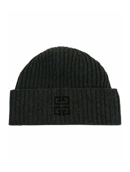Givenchy Ribbed 4G Wool Blend Beanie Grey Black