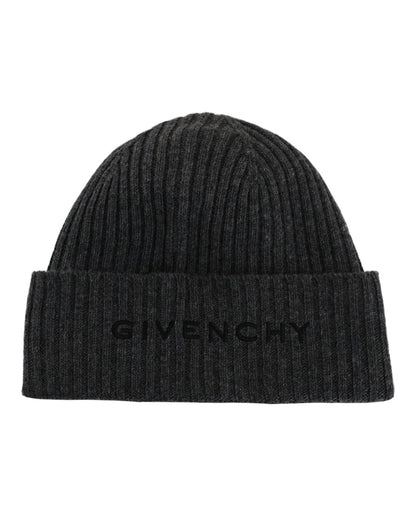 Givenchy Ribbed 4G Wool Blend Beanie Grey Black