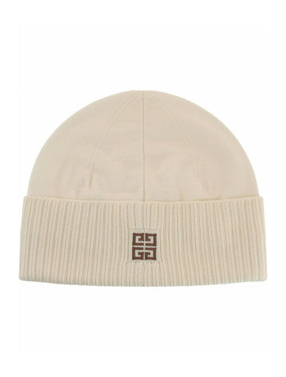 Givenchy Ribbed Embroidered Logo Beanie Eggshell