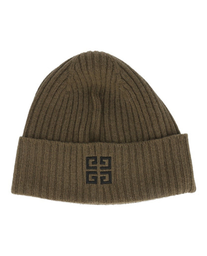 Givenchy Ribbed Embroidered Logo Beanie Khaki/Black