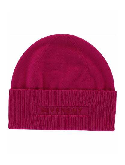 Givenchy Ribbed Embroidered Logo Beanie Peony Multi