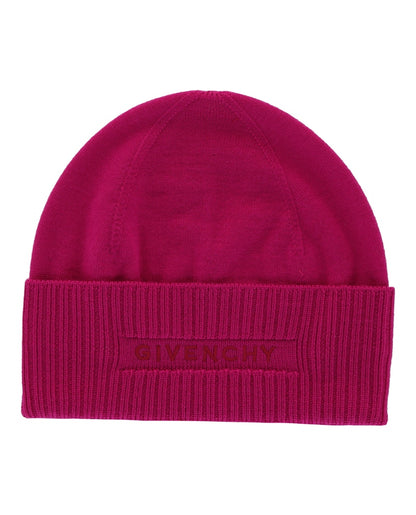 Givenchy Ribbed Embroidered Logo Beanie Peony Multi