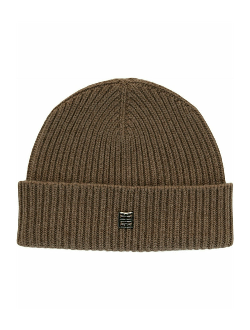 Givenchy Ribbed Wool-Blend Beanie Dark Beige