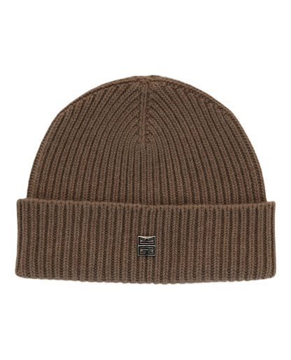Givenchy Ribbed Wool-Blend Beanie Dark Beige