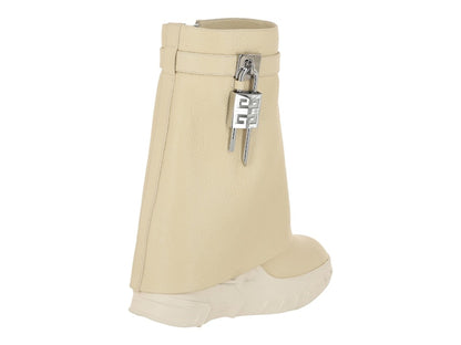 Givenchy Shark Lock Biker Ankle Boots Beige (Women's)