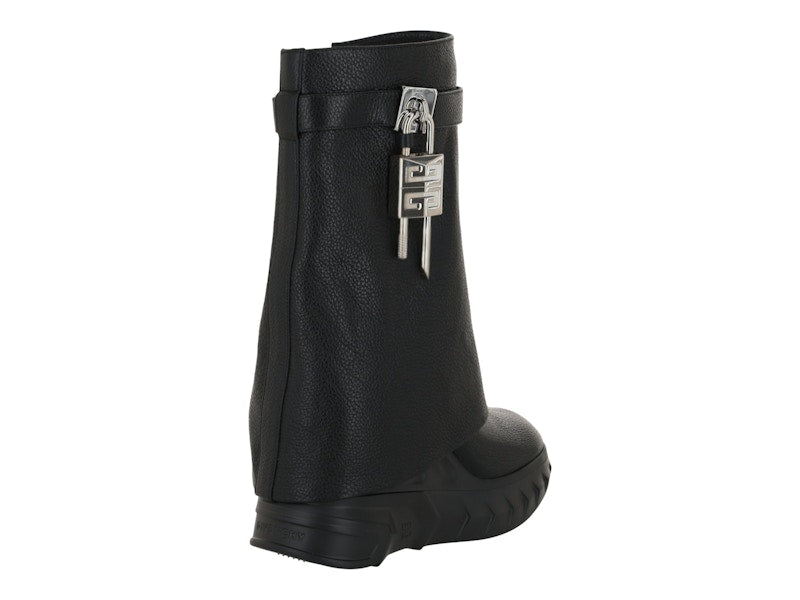 Givenchy Shark Lock Biker Ankle Boots Black Grain Leather (Women's)