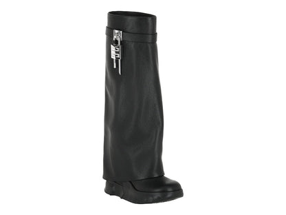 Givenchy Shark Lock Biker Boots Black 3.3" Heel (Women's)