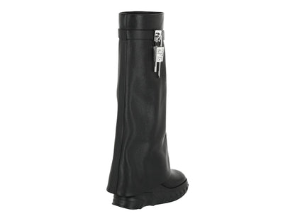 Givenchy Shark Lock Biker Boots Black 3.3" Heel (Women's)