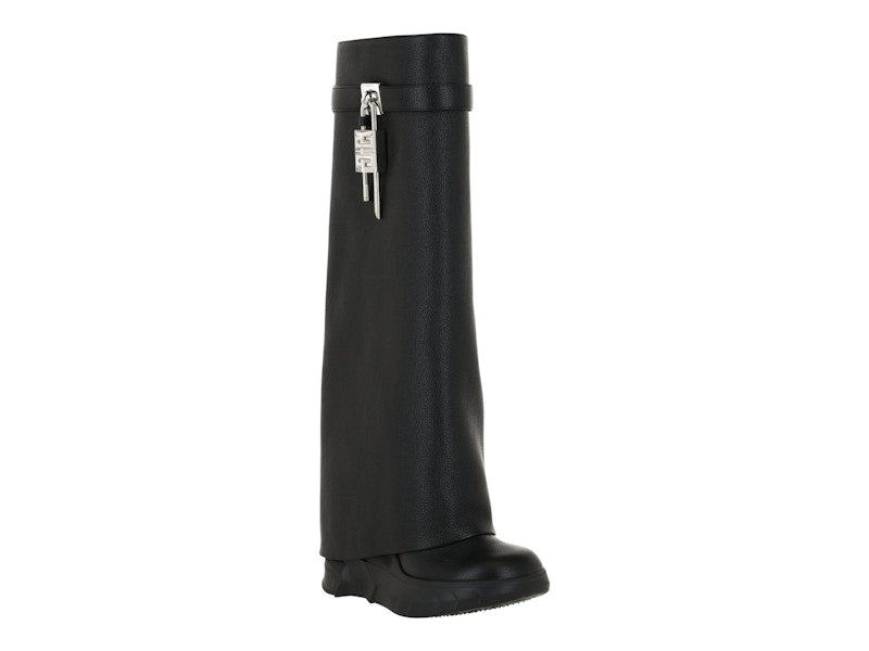 Givenchy Shark Lock Biker Boots Black 4.7" Heel (Women's)