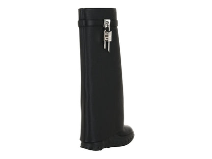 Givenchy Shark Lock Biker Boots Black 4.7" Heel (Women's)