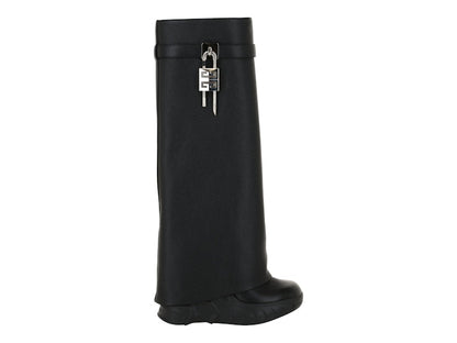 Givenchy Shark Lock Biker Boots Black 4.7" Heel (Women's)