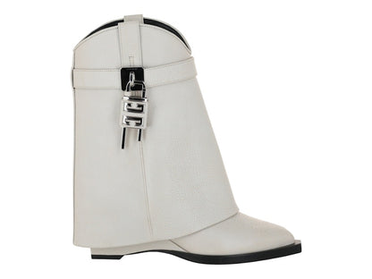 Givenchy Shark Lock Cowboy Ankle Boots Ivory (Women's)