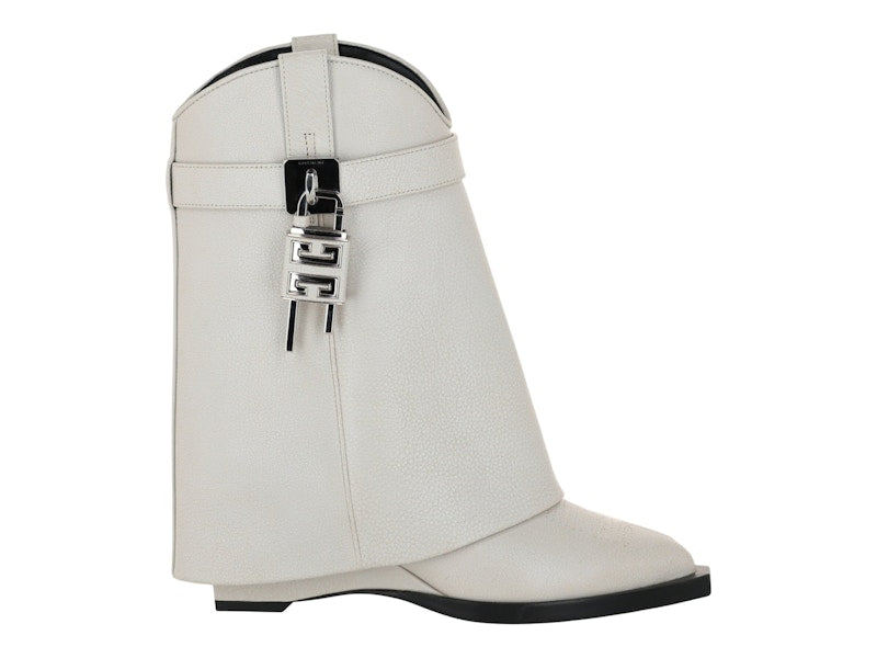 Givenchy Shark Lock Cowboy Ankle Boots Ivory (Women's)