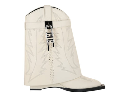 Givenchy Shark Lock Cowboy Ankle Western Boots Ivory (Women's)