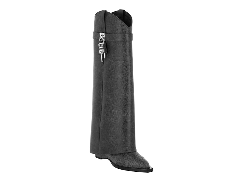 Givenchy Shark Lock Cowboy Boots Black Grey (Women's)