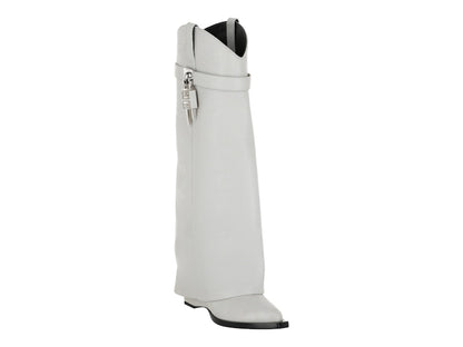 Givenchy Shark Lock Cowboy Boots Ivory (Women's)