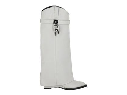 Givenchy Shark Lock Cowboy Boots Ivory (Women's)
