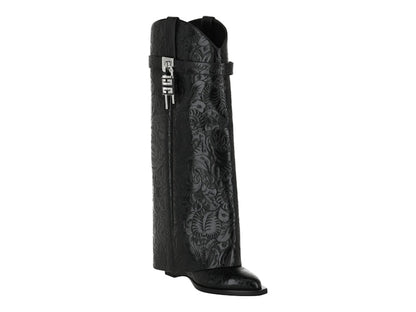 Givenchy Shark Lock Cowboy Western Boots Black (Women's)