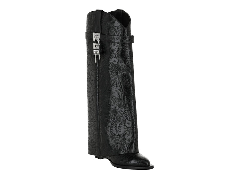 Givenchy Shark Lock Cowboy Western Boots Black (Women's)