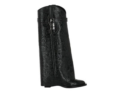 Givenchy Shark Lock Cowboy Western Boots Black (Women's)