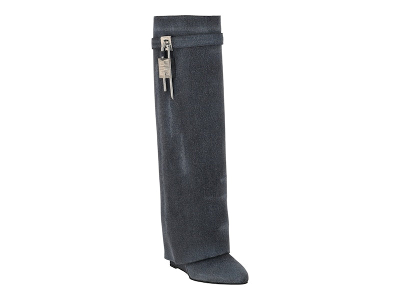 Givenchy Shark Lock Pant Boots Washed Denim Black (Women's)