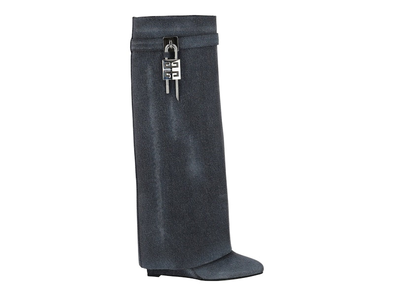 Givenchy Shark Lock Pant Boots Washed Denim Black (Women's)
