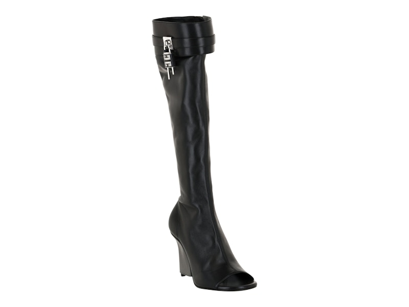 Givenchy Shark Lock Stiletto Open Toe Boots Black (Women's)