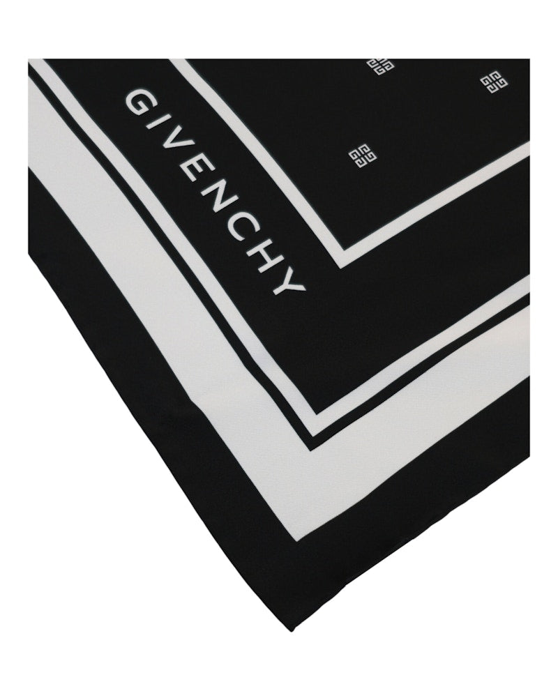 Givenchy Silk Logo Scarf Black White
