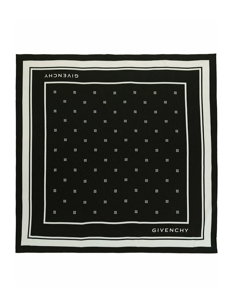 Givenchy Silk Logo Scarf Black White